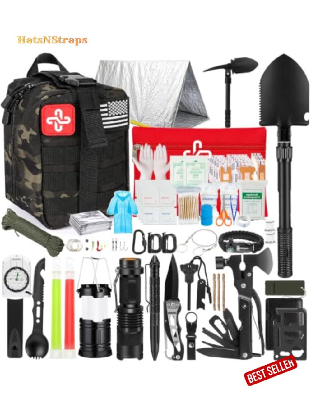 250Pc Survival First Aid Kit Molle Compatible Bag Emergency Tent